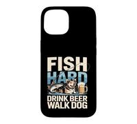 Fish Hard Drink Beer Walk Dog Case for iPhone 15