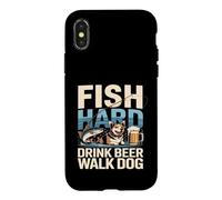 Fish Hard Drink Beer Walk Dog Case for iPhone X/XS