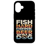 Fish Hard Drink Beer Walk Dog Funny Fishing Case for iPhone 16