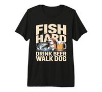 Fish Hard Drink Beer Walk Dog Premium T-Shirt