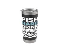 Fish Hard Drink Beer Walk Dog Stainless Steel Insulated Tumbler