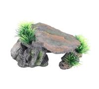 Fish Hiding Cave Reptile Rock Hide Cave, Turtle Hiding Resin Cave Shelter, Vivid Aquarium Decor with Natural Texture, Comfortable Fish Tank Decoration for Lizards Snakes Frogs (GS0721)