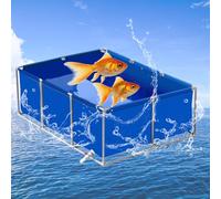 Fish Holding Tank Large Outdoor Above Ground Ponds, PVC Canvas Liner with Steel Frame for Breeding Koi, Easy Set Up