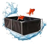 Fish Holding Tank, Temporary Above Ground Pool for Garden, Canvas Stock Tank with Drain Valve, 2m x 2m x 0.5m, Ideal for Pond Fish