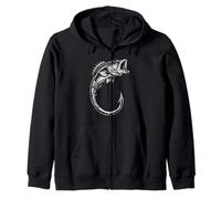 Fish Hook Minimal Art Cool Fishing Lover Art Lover Zip Hoodie