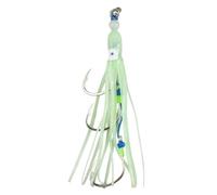Fish Hook Squid UV Glow Fishing Hooks 3-Pack 5 Inches Green Goblin Biomimetic Octopus Skin Glow-in-the-dark Iron Plate Hook For Salmon Fish Hooks(3/0)