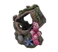 Fish House, Aquarium Refuge with Resin Cave Design, Decorative Retro Wine Barrel Style, Shrimp Shelter Accessory, Ideal for Aquatic Pets, Breeding Tanks, and Underwater Landscaping