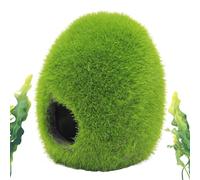 Fish House in Fish Shelter - Realistic Habitat with Small Moss Balls - for Fish for Feeding Rest Play - for Shrimp, Betta, Clowns and Dwarf Catfish for Eating, Playing