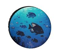 Fish Hover in The Sea 28 Inch Oxford Spare Tire Cover Travel Accessories Waterproof Dustproof for RV Jeep SUV Camper