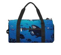 Fish Hover in The Sea Gym Bag for Men Women, Waterproof Gym Tote Bags, Large Duffel Bag for Travel Workout