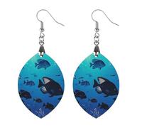 Fish Hover in The Sea Wooden Earrings for Women, Vintage Elegant Wood Jewelry, Lightweight Earrings for Wedding, Party, Everyday Jewelry Gift, Apricot shaped, Wood, wood