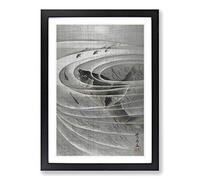 Fish in a Whirlpool by Kawanabe Kyosai Framed Print | A2 Black Framed Wall Art | Ready to Hang | Modern Animal Picture | Living Room Bedroom Lounge Office