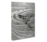 Fish in a Whirlpool by Kawanabe Kyosai Painting Canvas Print | Gallery Wrapped 30mm Frame Wall Art | 30x20 inches | Ready to Hang | Contemporary Animals Picture | Living Room Bedroom Lounge Office
