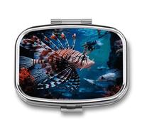 Fish in Fish Tank Pill Box Medicine Pill Organizer Small Pill Case Travel Pill Container Portable Pill Case for Pocket 2 Compartment Pill Holder Pill Boxes for Travel