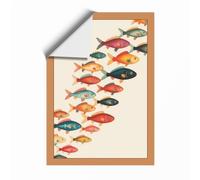 Fish in Formation Botanical Unframed Wall Art Print A4 (29.7×21cm), Wall Decor for Living Room, Bedroom, Office & Home, Art Gift