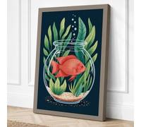 Fish in Glass Bowl Coastal Canvas Wall Art Print 30x20 Inch (76 x 51 cm)