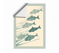 Fish in Motion Minimalist Unframed Wall Art Print A1 (84.1×59.4cm), Wall Decor for Living Room, Bedroom, Office & Home, Art Gift