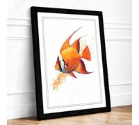 Fish in Motion Tropical Framed Wall Art Print A3 (42×29.7cm) Black, Wall Decor for Living Room, Bedroom, Office & Home, Ready to Hang, Art Gift