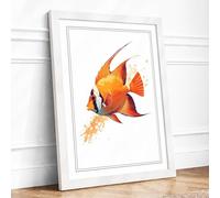 Fish in Motion Tropical Framed Wall Art Print A3 (42×29.7cm) White, Wall Decor for Living Room, Bedroom, Office & Home, Ready to Hang, Art Gift