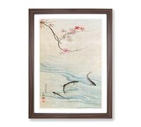 Fish In The Autumn By Maruyama Okyo Asian Japanese Framed Print | A2 Walnut Framed Wall Art | Ready to Hang | Asian Animal Picture | Living Room Bedroom Lounge Office