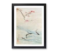 Fish In The Autumn By Maruyama Okyo Asian Japanese Framed Print | A3 Black Framed Wall Art | Ready to Hang | Asian Animal Picture | Living Room Bedroom Lounge Office