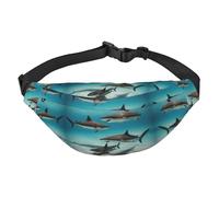 fish in the deep sea Boys large waist bag, travel crossbody waist bag, suitable for enjoying sports, running, cycling, travel, fishing