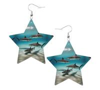 fish in the deep sea Prints Leather Star-Shaped Earrings Lightweight And Stylish Accessories For Parties Dances And Everyday Life.