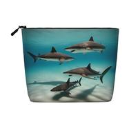 Fish in The deep sea Water-Resistant Faux Linen Single-Layer Makeup Bag with Zipper Closure for Your Daily or Travel Needs