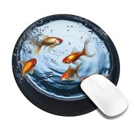 Fish in Water Mouse Pad Waterproof Gaming Mousepad with Non-Slip Rubber Base Round Computer Mouse Mat for Office Latop Mousepads Washable Cloth Desk Pad 8 x 8 in