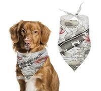 Fish Japanese Carp Lotus Leaves Flower Spring Summer Dog Bandanas Soft, Dog Scarf Washable Triangle, Pet Bandana Cute Outdoor Accessories for Small Dogs Cat Pet