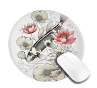 Fish Japanese Carp Mouse Pad Waterproof Gaming Mousepad with Non-Slip Rubber Base Round Computer Mouse Mat for Office Latop Mousepads Washable Cloth Desk Pad 8 x 8 in