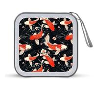 Fish Japanese Florals Printed CD Case Hard Plastic Protective DVD Storage Binder Bag for Home Office