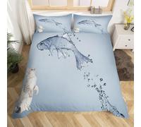 Fish King Duvet Cover Set 3D Printed Modern Minimalist Bedding Set Ultra Soft Microfiber Quilt Cover 220x230 cm for Double Bed with 2 Pillowcases with Zipper D/263