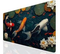 Fish Large Gaming Mouse Pad 600x400x3mm XXL Extended Desk Mat, Yellow Mouse Mat with Non-Slip Rubber Base, Gaming Mousepad Waterproof, Desk Pad Stitched Edge for Office, Home, Laptop, Gifts UK-6205