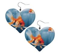 Fish Leather Earrings for Women Heart Dangle Earrings Lightweight Drop Earring Jewelry Gift