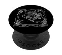 Fish Line Art Aquarium Lover Marine Biology Design PopSockets Adhesive PopGrip