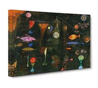 Fish Magic By Paul Klee Canvas Print | Gallery Wrapped 30mm Frame Wall Art | 20x14 inches | Ready to Hang | Classic Animals Picture | Living Room Bedroom Lounge Office