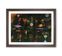 Fish Magic By Paul Klee Classic Painting Framed Print | A2 Walnut Framed Wall Art | Ready to Hang | Classic Animal Picture | Living Room Bedroom Lounge Office