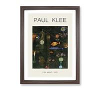Fish Magic By Paul Klee Exhibition Museum Painting Framed Print | A3 Walnut Framed Wall Art | Ready to Hang | Modern Animal Picture | Living Room Bedroom Lounge Office