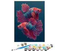 Fish Marine Life Paint by Numbers for Adults, Paint by Numbers, Easy Diy Oil Painting Kits on Canvas with 3 Brushes and 36 Acrylic Pigment, Hobbies for Women, Wall Decor Gifts 16x22 in BJHWK238
