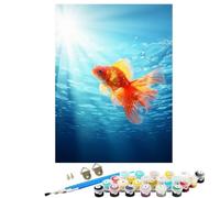 Fish Marine Life Paint by Numbers for Adults With Frame, Paint by Numbers, Easy Diy Oil Painting Kits on Canvas with Brushes, Hobbies for Women, Painting for Home Wall Decor Gifts 16x22 in BJHDK922