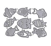 Fish Metal Cutting Dies Set - 9 Small Tropical Fish Dies for Card Making, Ocean Crafts & Scrapbooking - Fish Size 3-3.3 cm (1.18-1.30 inches)