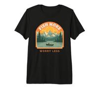 Fish More Worry Less Retro Fishing Graphic Tee Premium T-Shirt