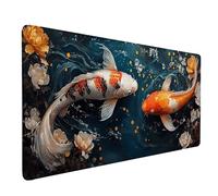Fish Mouse Pad Large 70x30cm, White Gaming Mouse Pad Waterproof Desk Mat with 3MM Stitched Edges, Non-Slip Rubber Base Mousepad Computer Accessories for Gaming, PC, Office, Home, Gifts -lsy2603QY