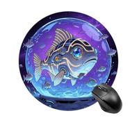 Fish Mouse Pad Round Laptop Mouse Mat Cute Computer Mousepad Keyboard Pad Non-Slip Desk Pads for Gaming Office Work Home
