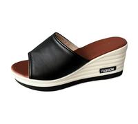 Fish Mouth Fashion Casual Foreign Trade Large Size Women's One Line Sandals And Slippers For Women (Black, 6.5)