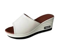 Fish Mouth Fashion Casual Foreign Trade Large Size Women's One Line Sandals And Slippers For Women (White, 4)