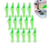Fish Mouth Sewing Machine Needle Threader, 15 PCS Fish Type Easy Selfthread Sewing Needle Threader 2024 Upgraded Automatic Needle Threader Quick Loop Tool for Sewing Machines, Green