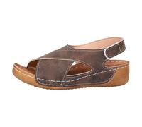 Fish Mouth Wedge Sandals for Women Platform Summer Shoes Solid Colour Large Size Hook and Loop Comfortable Casual Beach Outdoor Holiday Walking Footwear, Brown, 40