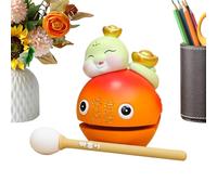 Fish Musical Instrument, Mokugyo Fish Drum - Zen Drum,Fish Percussion Instrument Creative Cartoon Cute New Year Snake Mokugyo Desktop Ornaments for Cabinet Drowsy